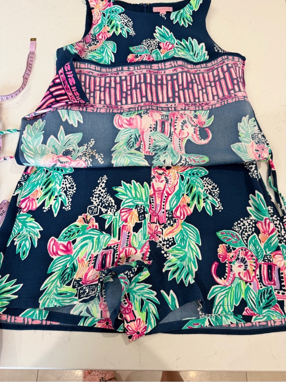 Lilly Pulitzer Donna Shift Romper Inky Navy Peanut Gallery Engineered Sz 0 - Picture 5 of 7